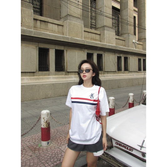 Two Line White Tee