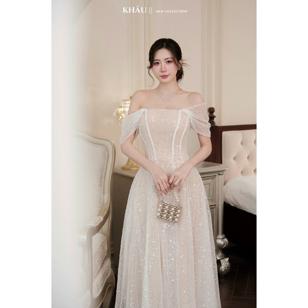 Lace Off-Shoulder Mesh Dress