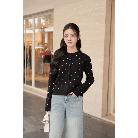 Polka Knit Cardigan