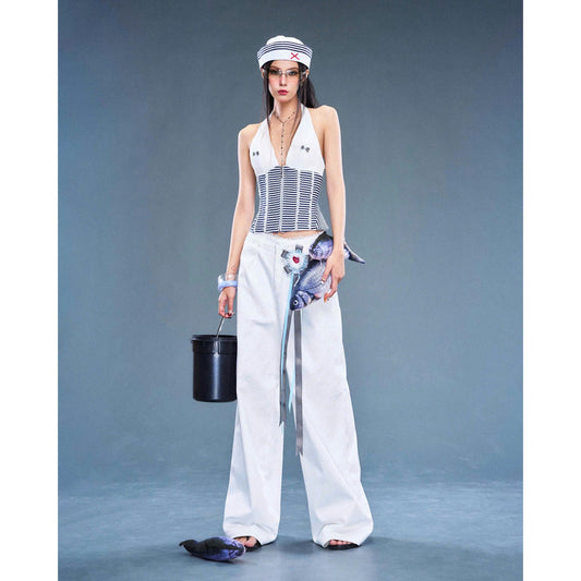 Linen-Jeans Wide-Leg Pants