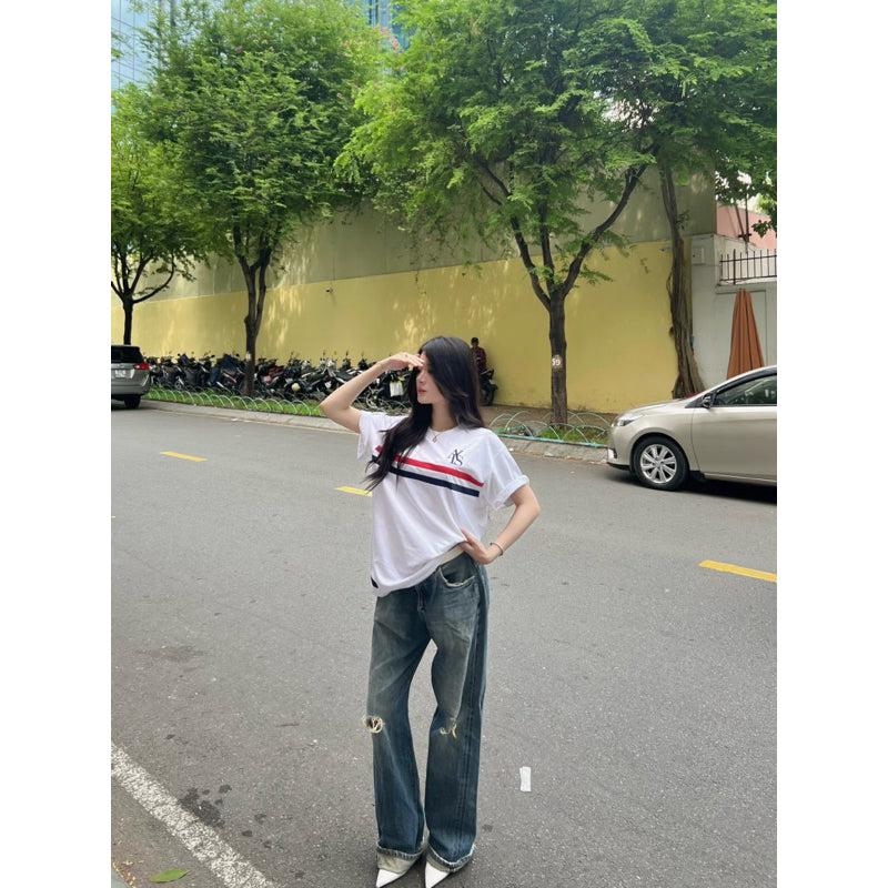 Two Line White Tee