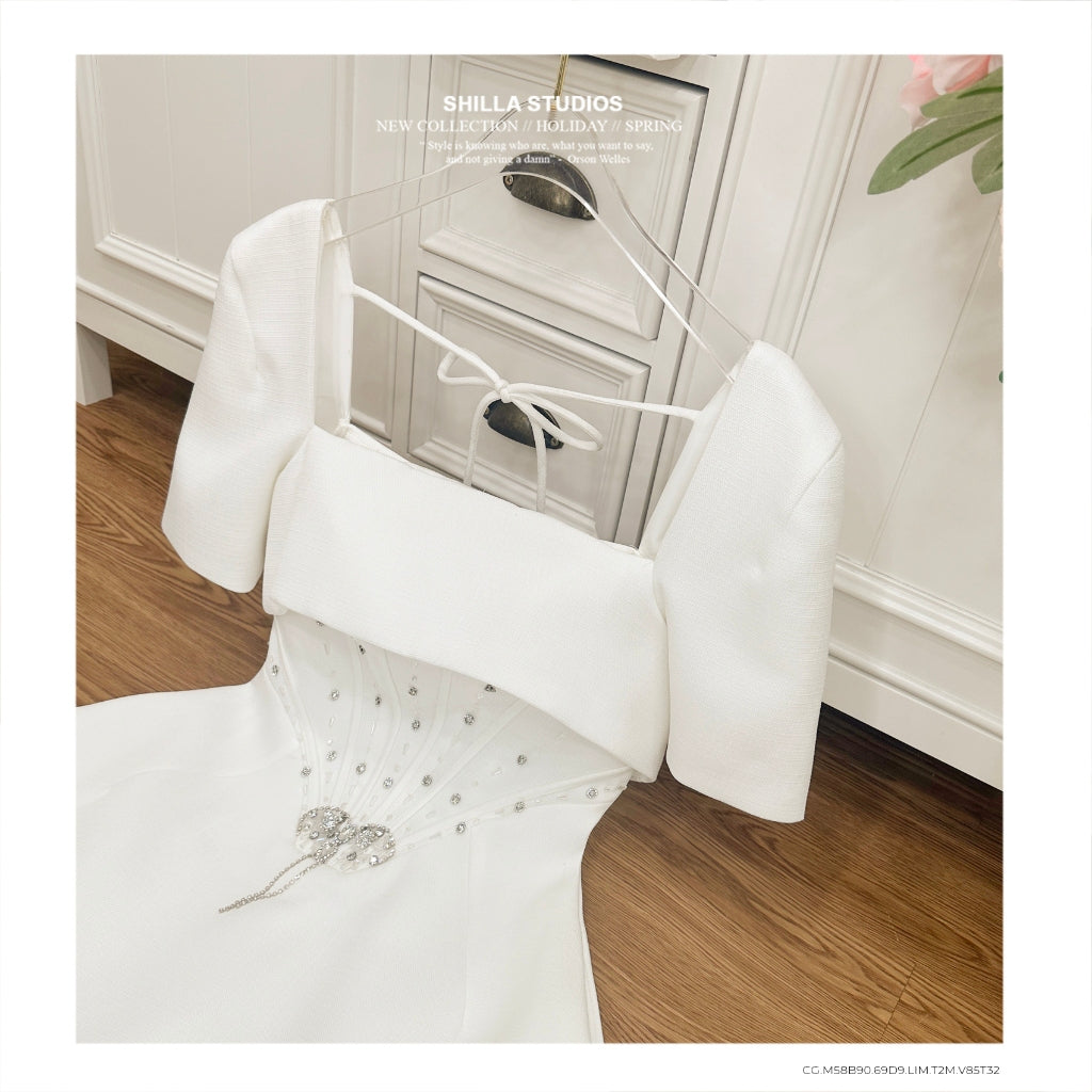 Shilla White Embellished Dress