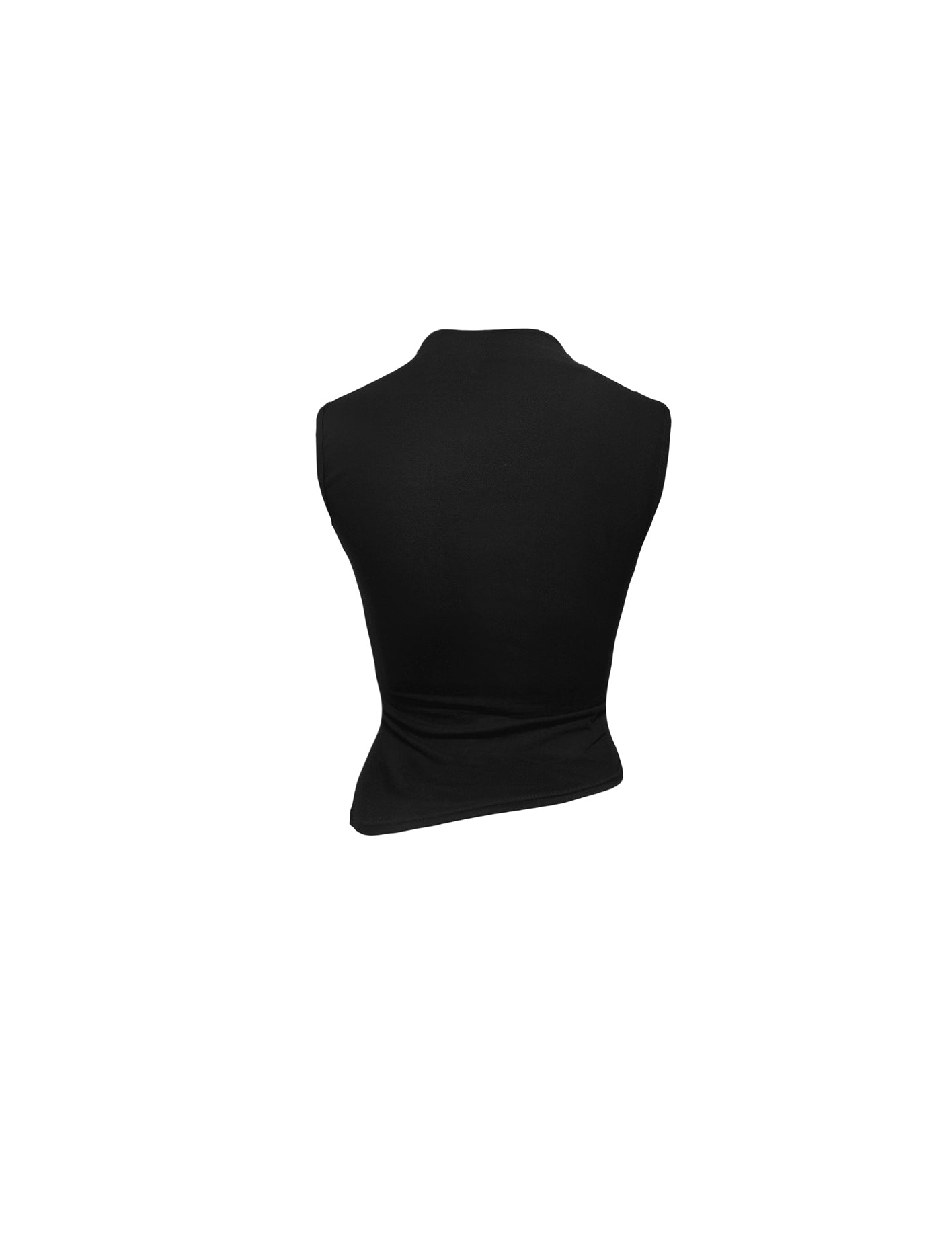 Black sleeveless top on a white background