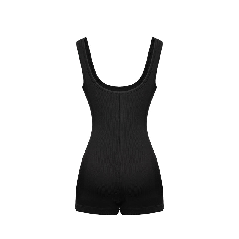 Black bodysuit on a white background