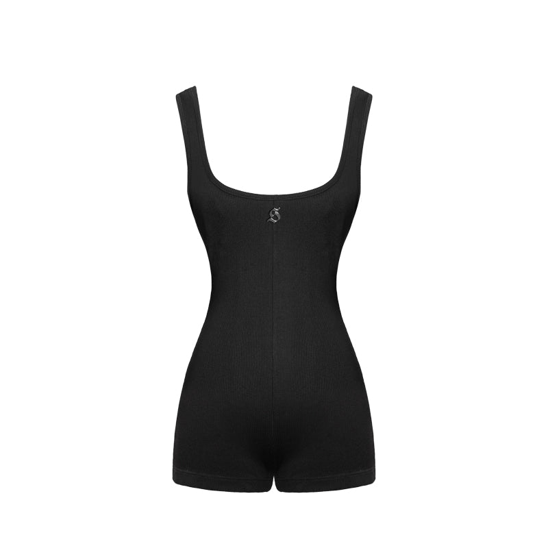 Black bodysuit on a white background