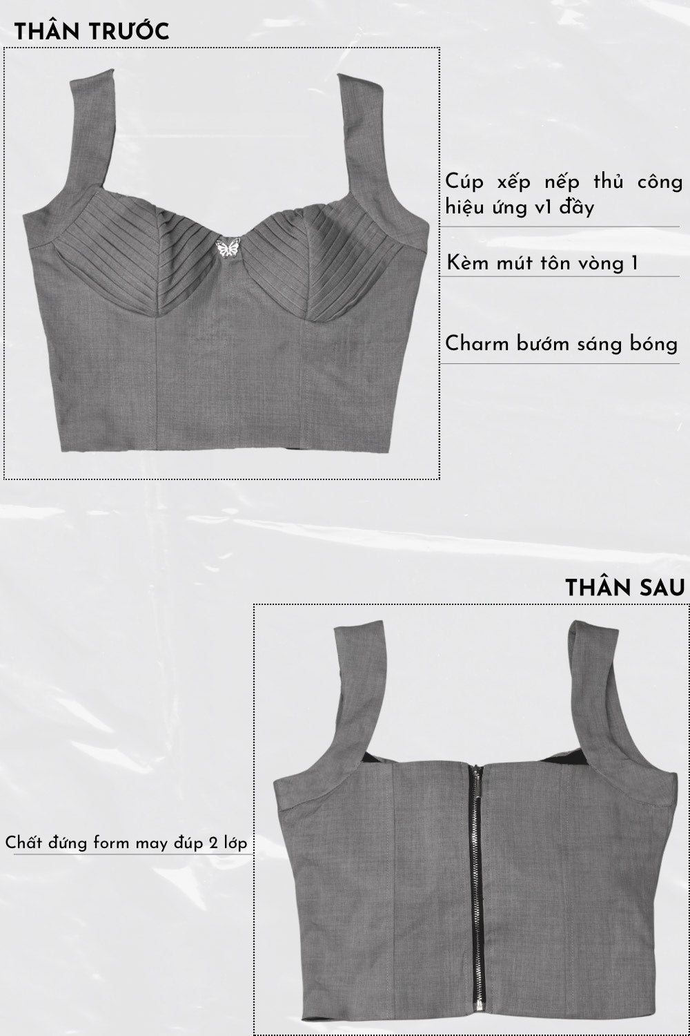 Butterfly charme accent on Shellie Crop