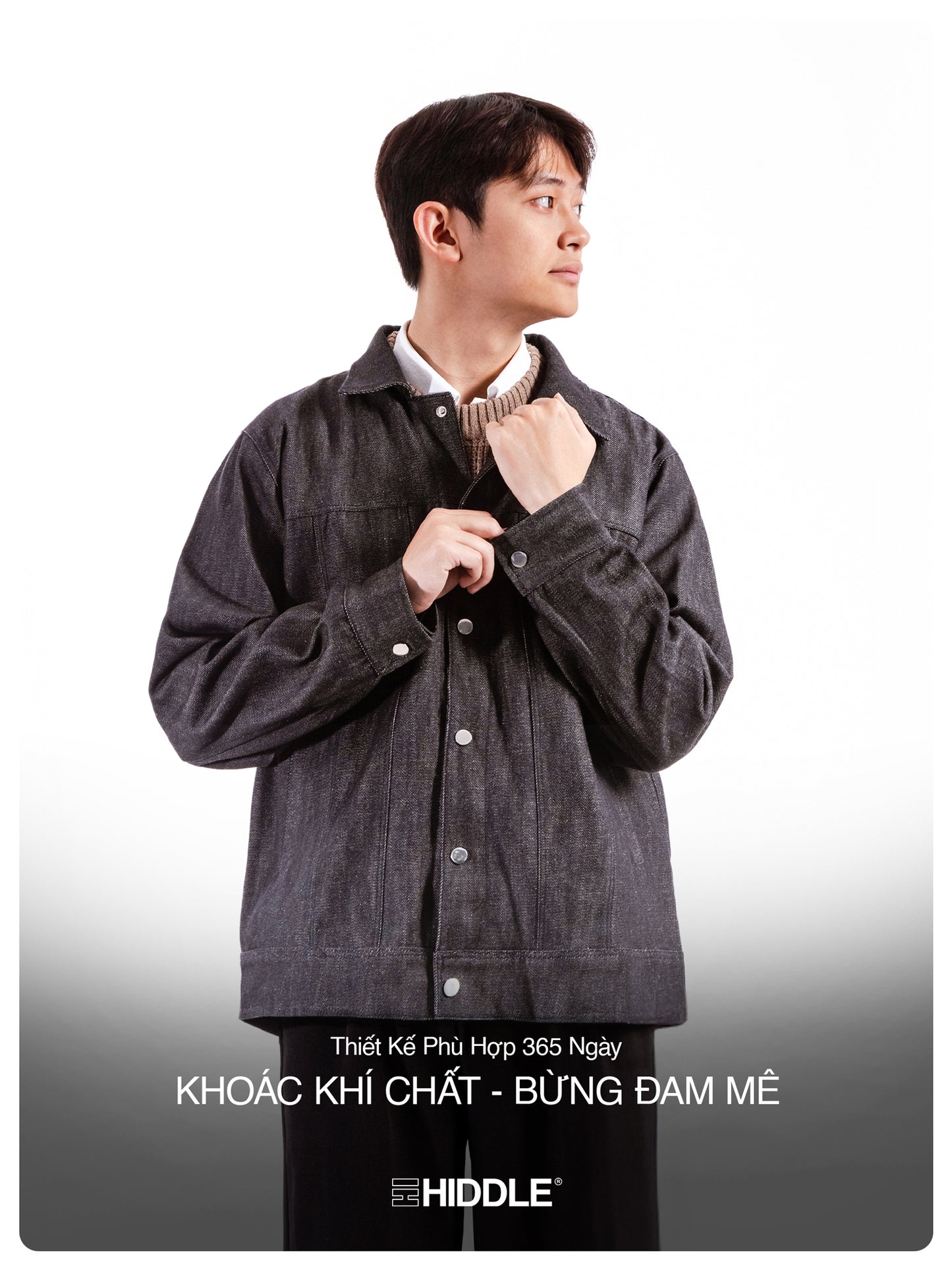 HIDDLE Men’s Classic Premium Denim Jacket