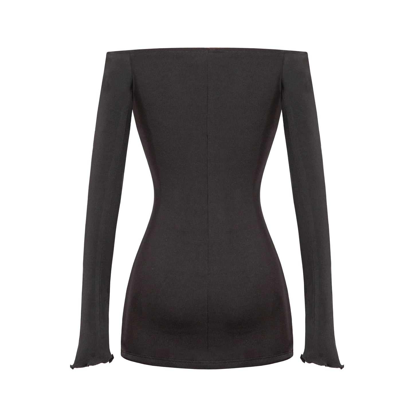 Black long-sleeve top on a white background