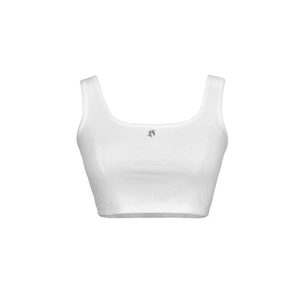 White crop top on a white background