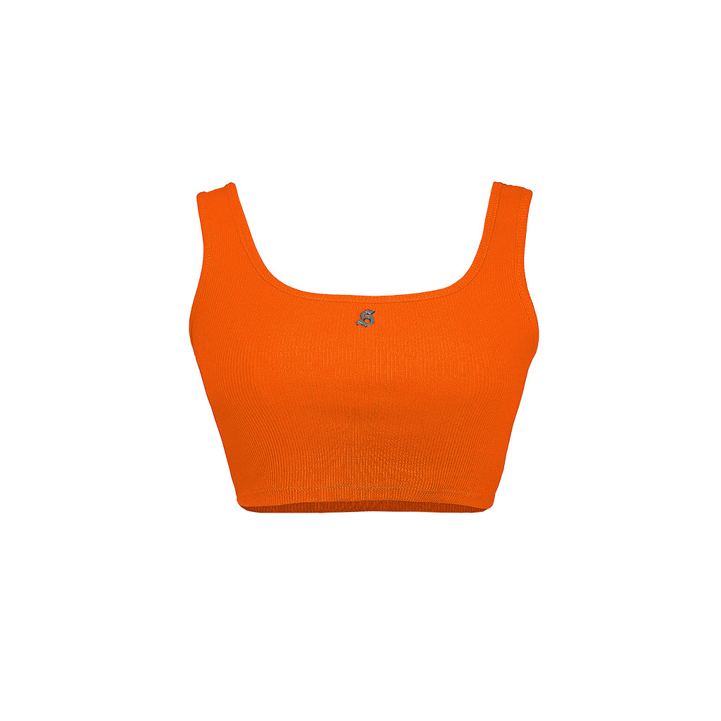 Orange crop top on a white background