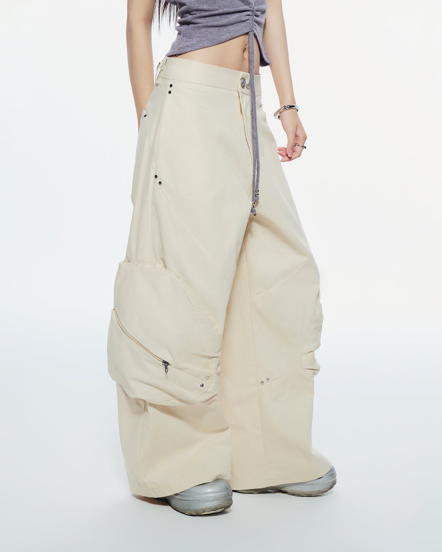 Waist and front crease detail of Marlowe Pants – close-up