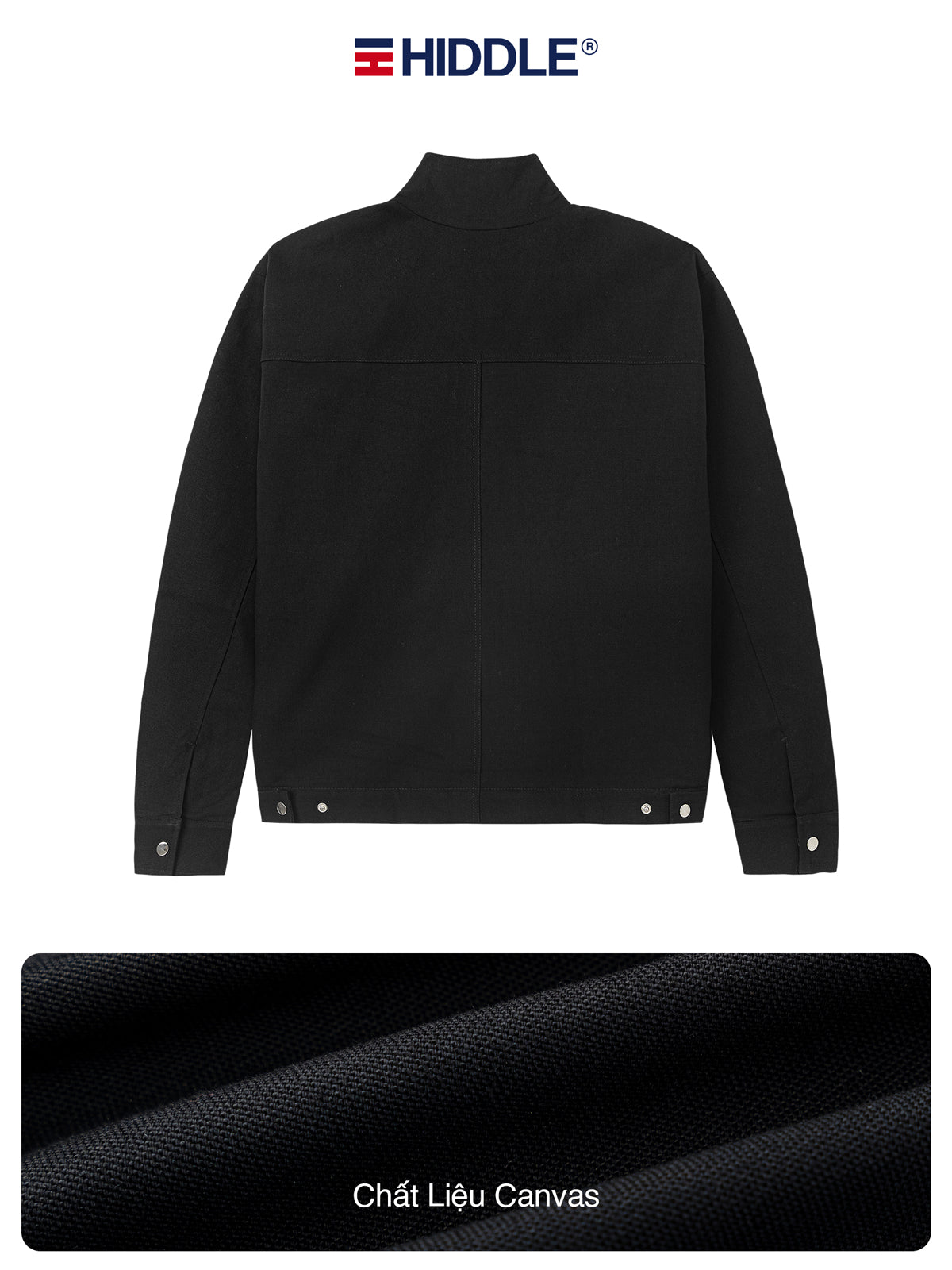 Black jacket with Hiddle logo on a white background