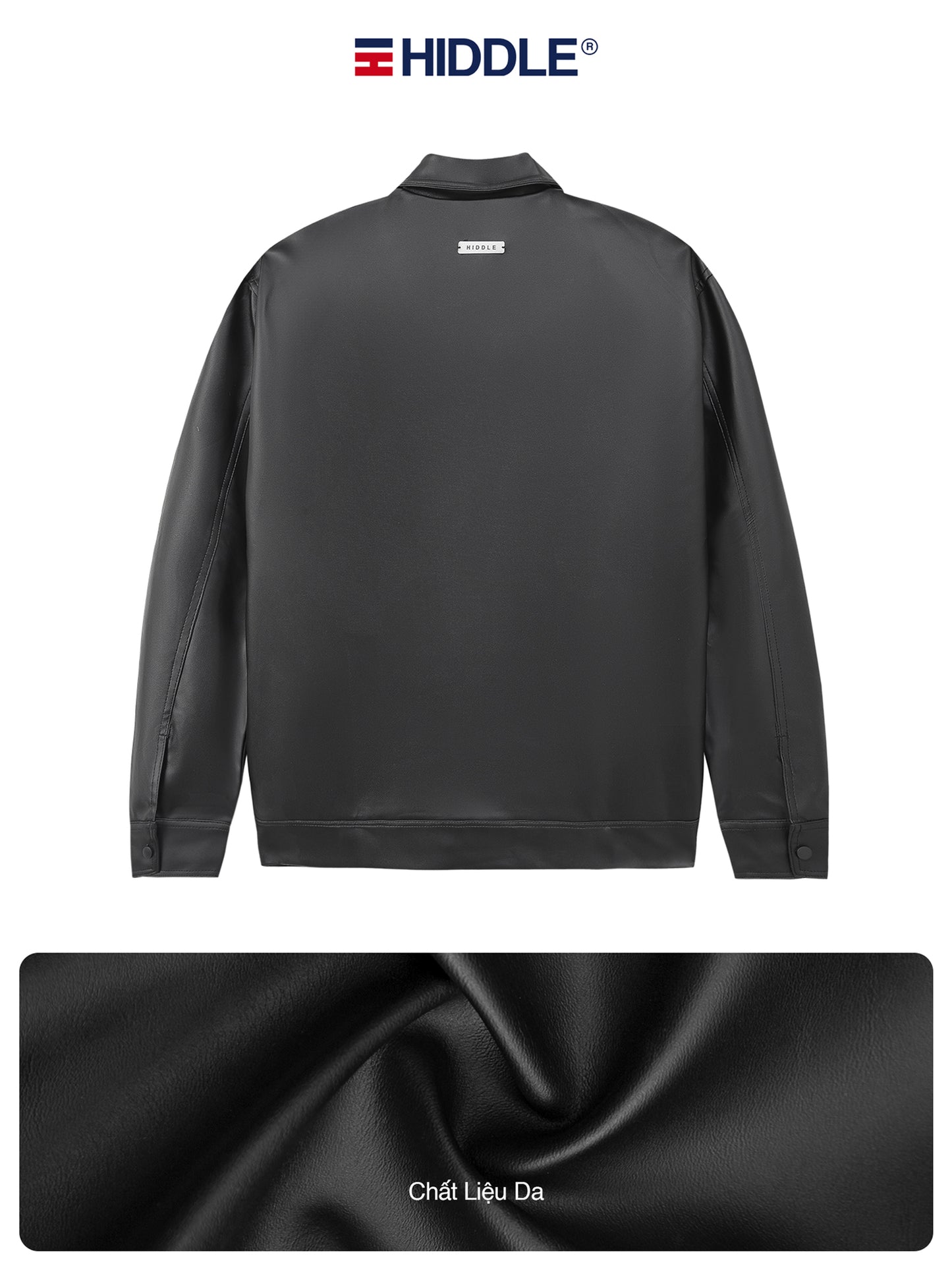 Black jacket with Hiddle logo on a white background