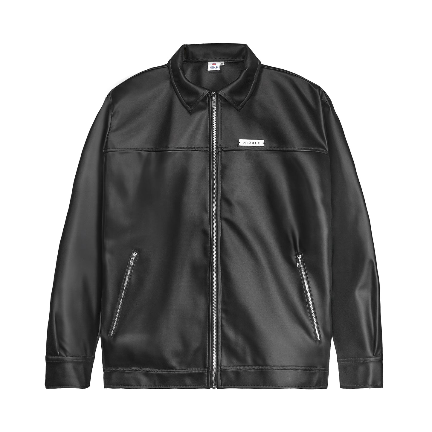 Black jacket with zipper on a white background
