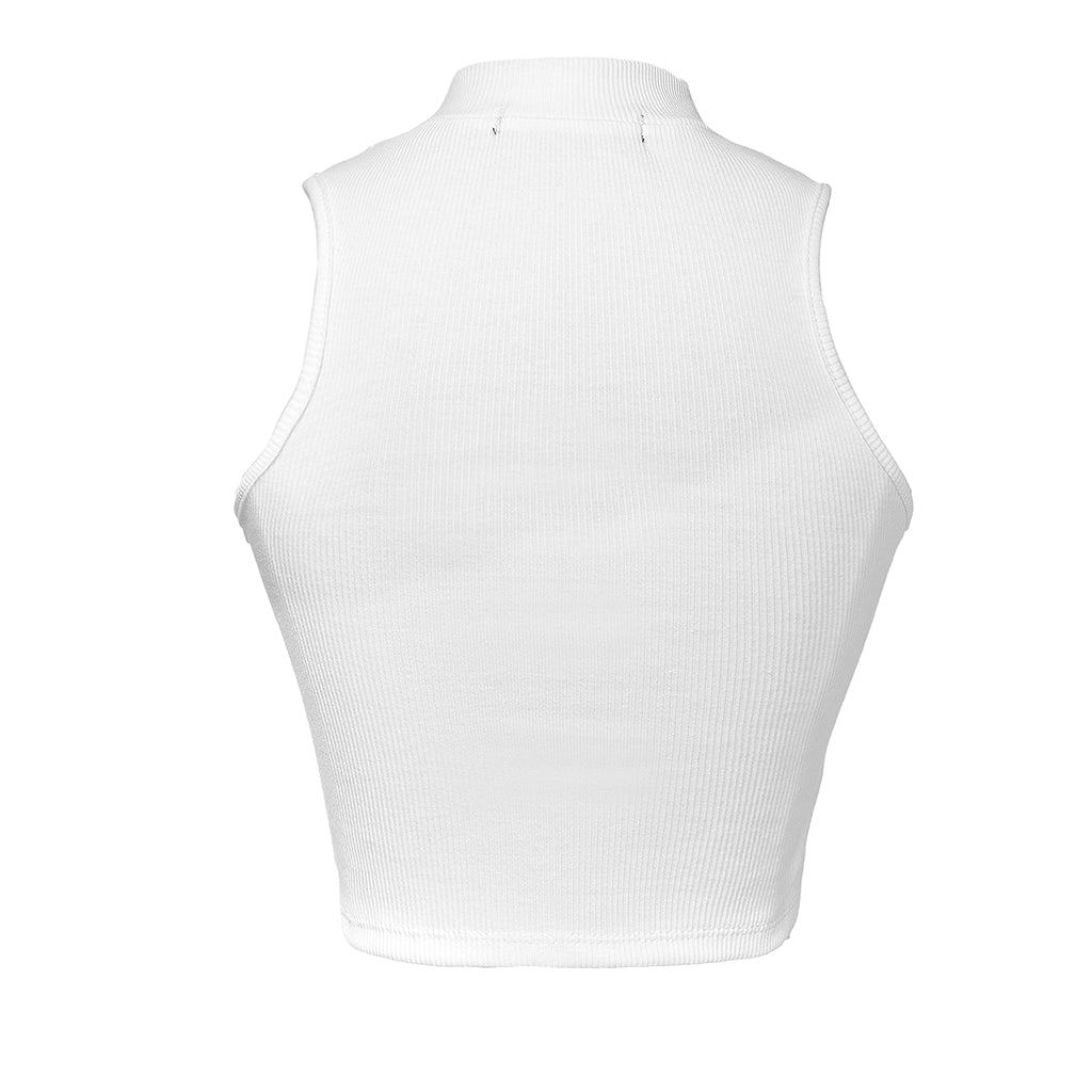 White ribbed tank top on a white background
