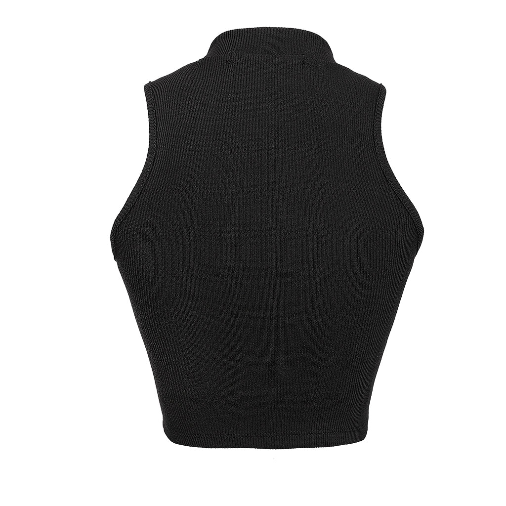 Black knitted vest on a white background