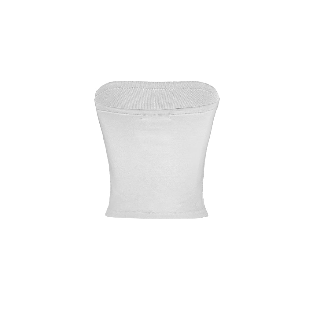 White strapless top on a white background