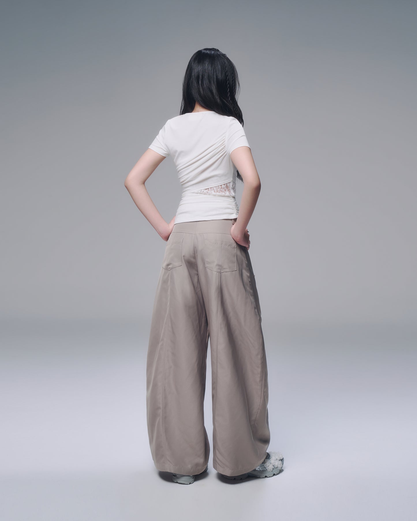 Sheer panel top for women – back view
