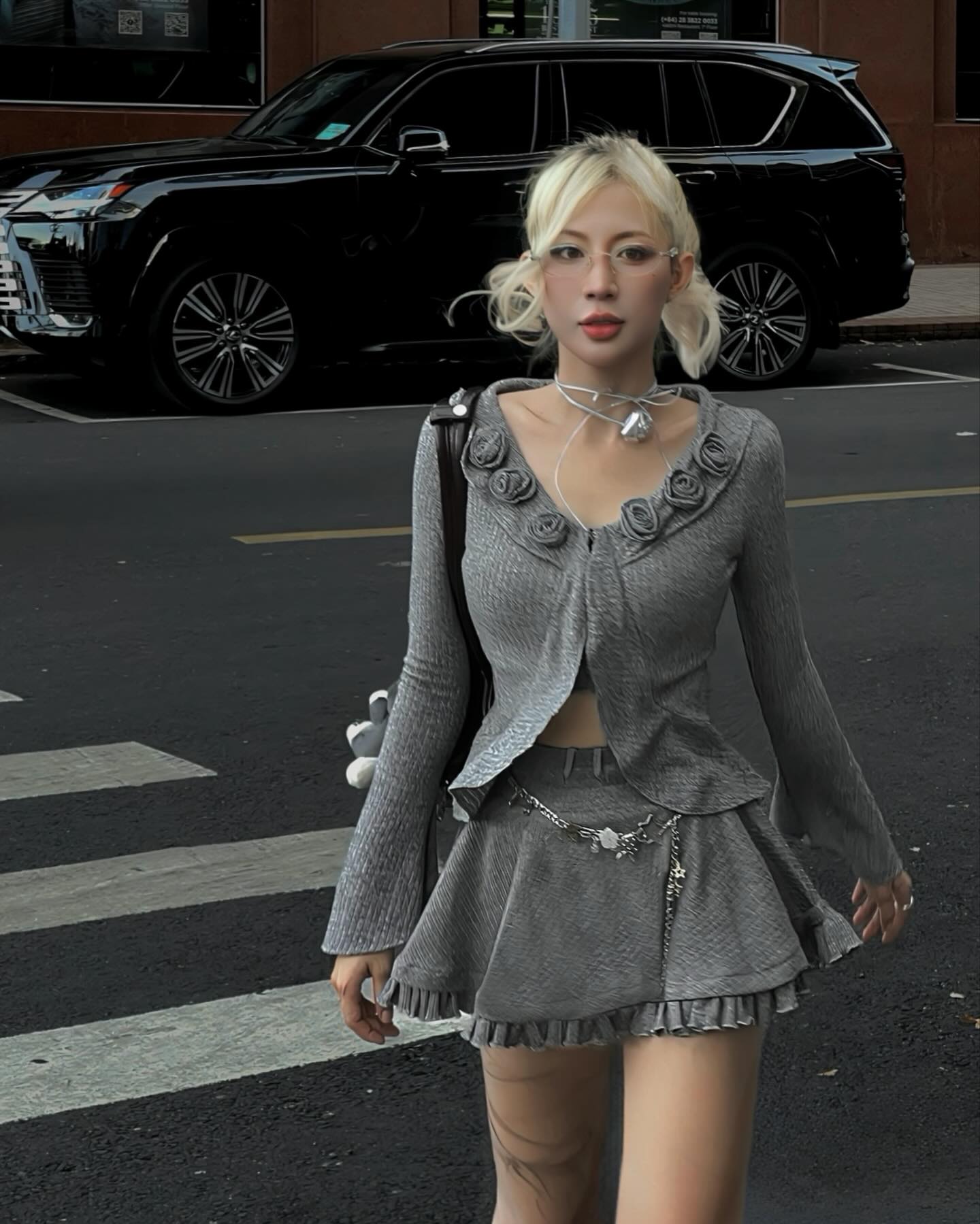 Selenia Top in Black – The Fancé front view
