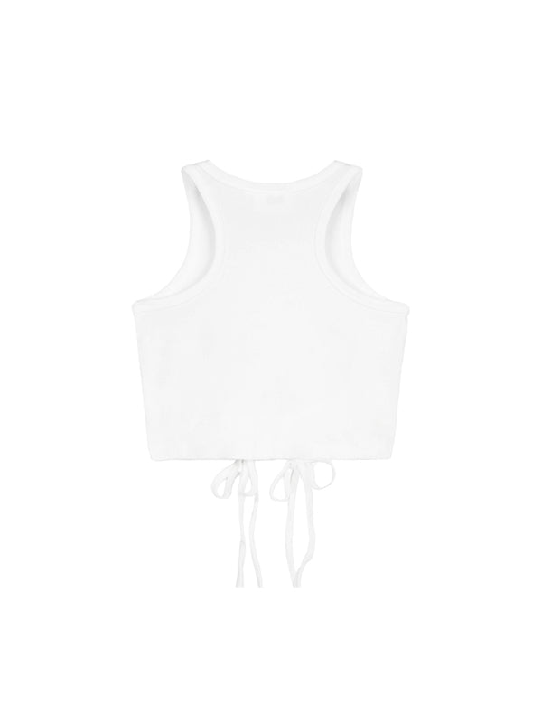 White tank top with thin straps on a white background