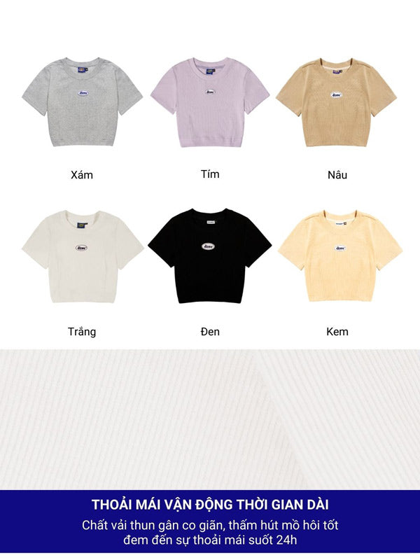 Collection of t-shirts in different colors with labels on a white background