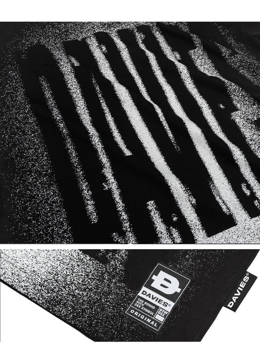 Black and white patterned rug with Davies Original logo