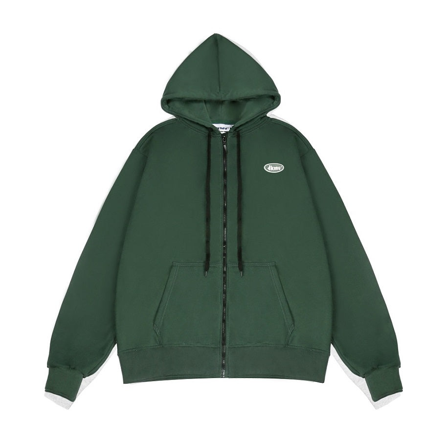 Green hoodie with a brand logo on a white background