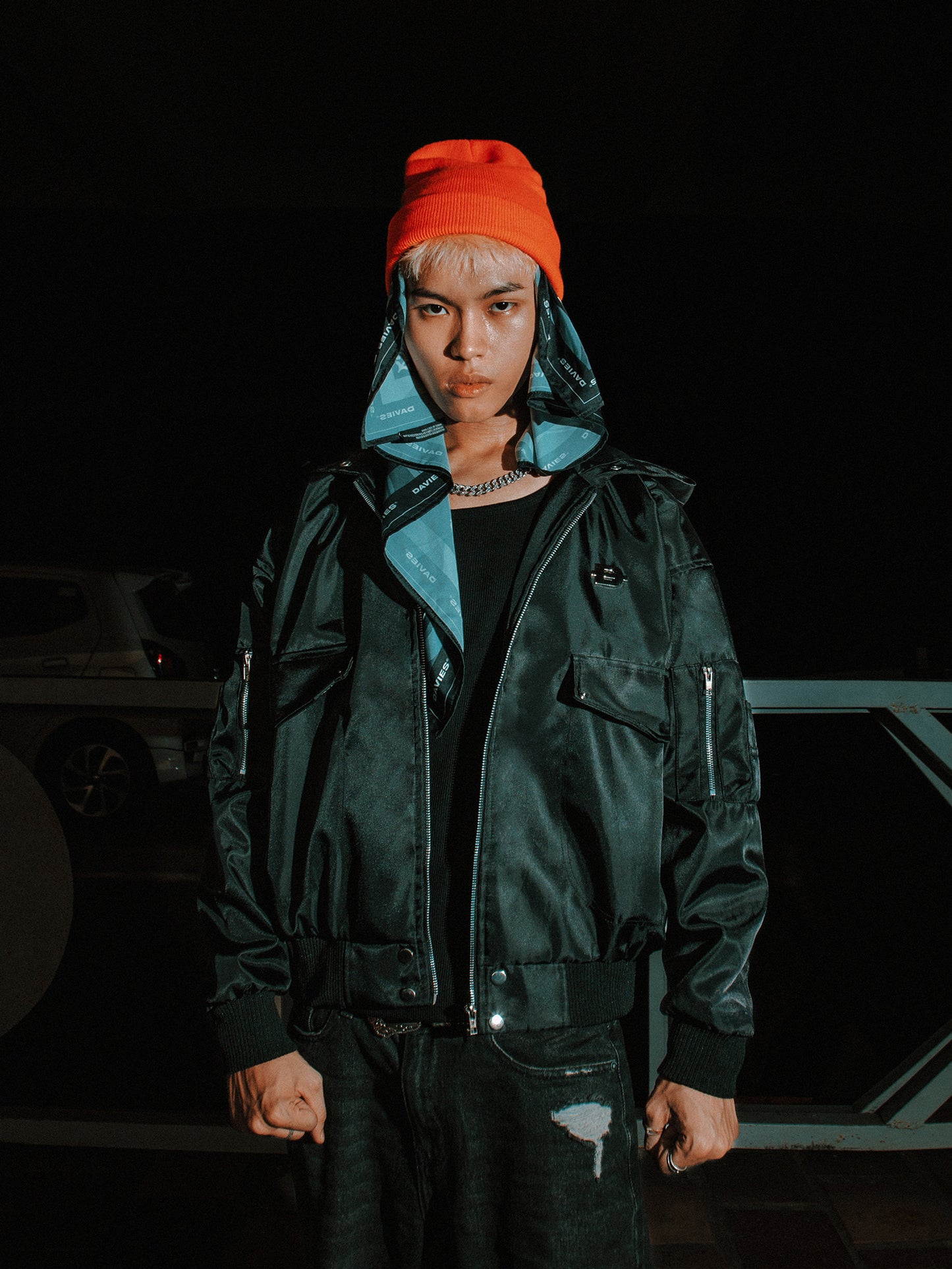 Double Box Hooded Bomber Jacket
