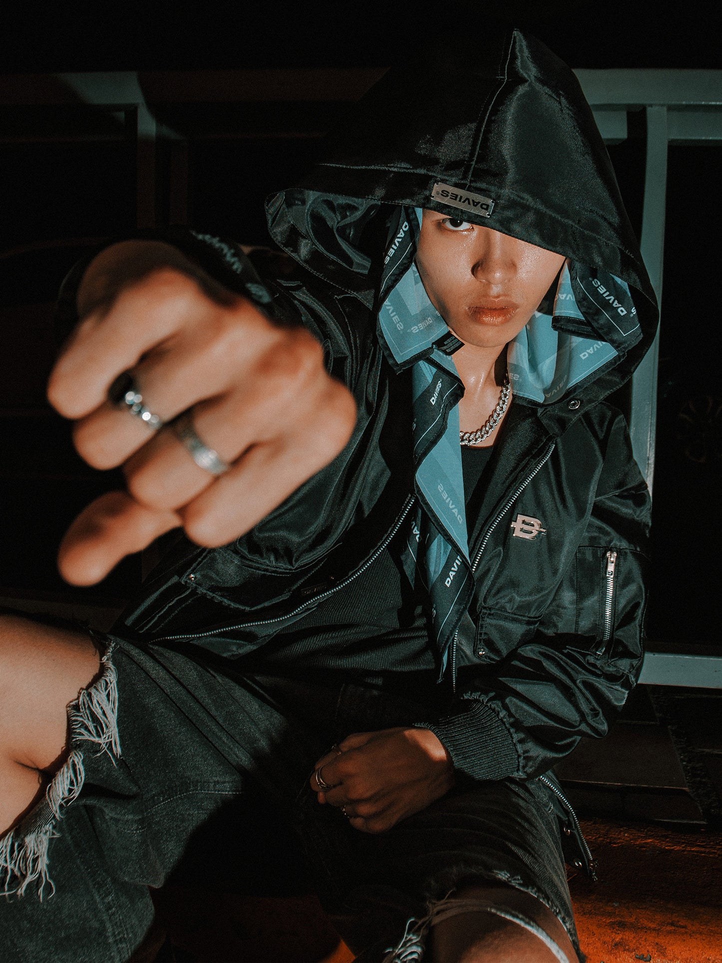 Double Box Hooded Bomber Jacket