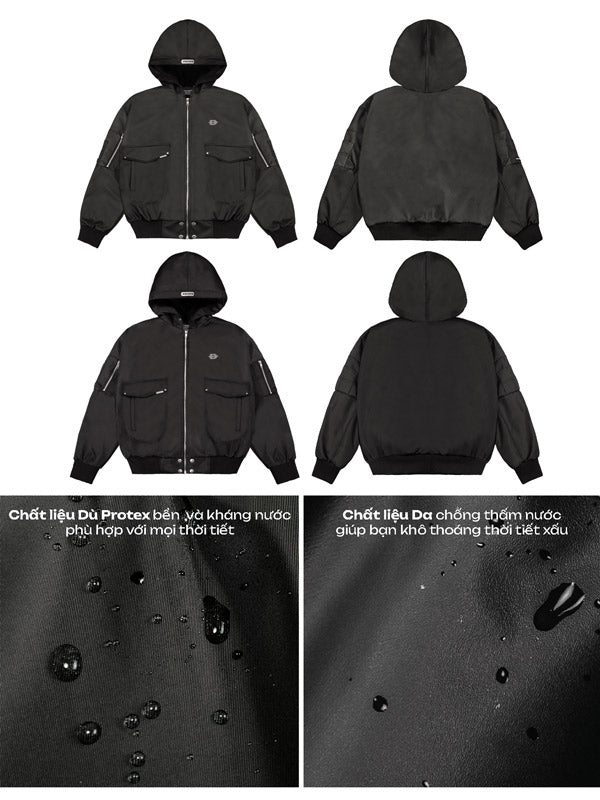 Double Box Hooded Bomber Jacket