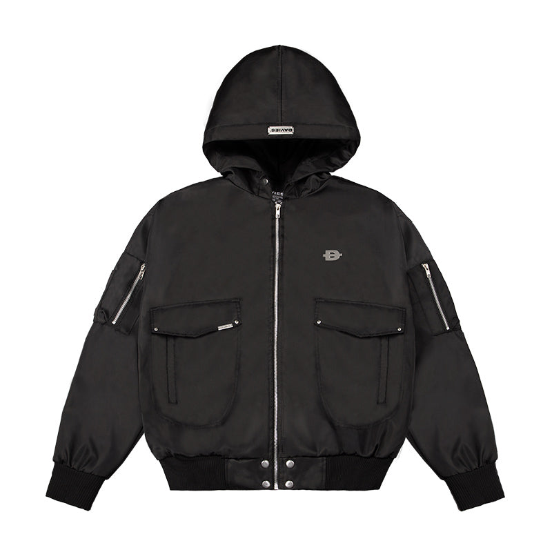 Double Box Hooded Bomber Jacket
