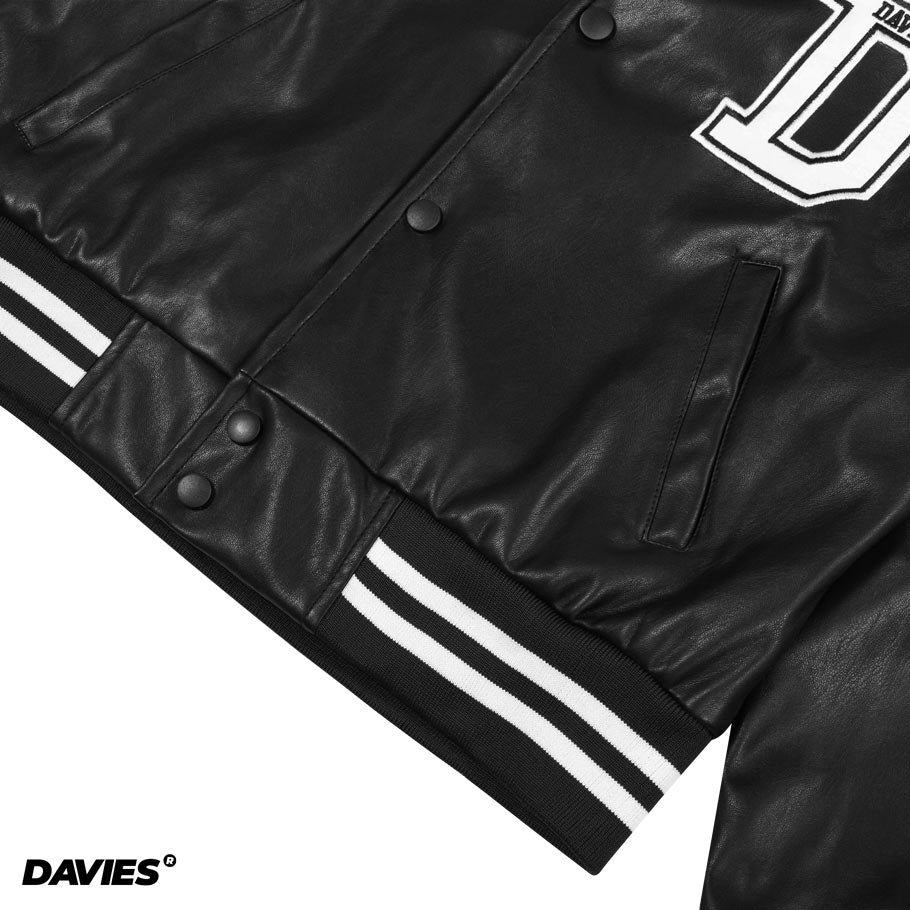 DSS - Cropped Leather Varsity Jacket