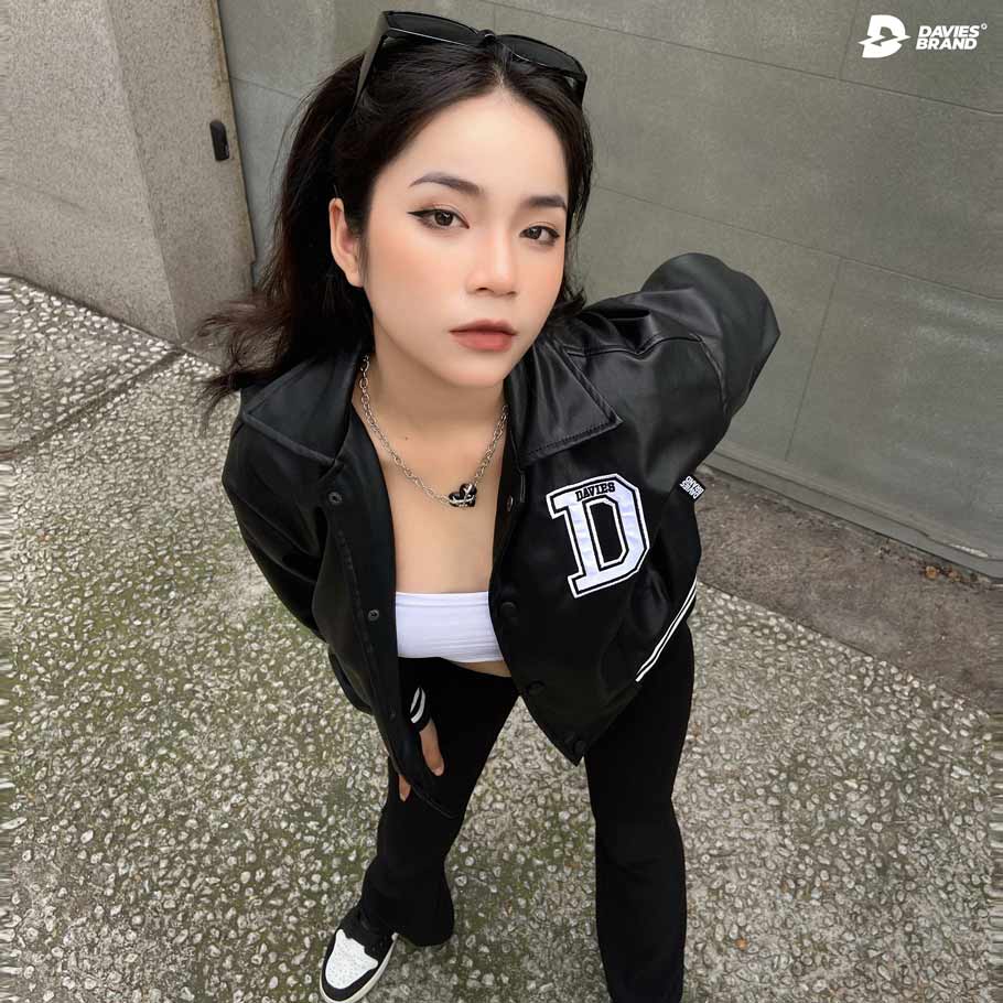 DSS - Cropped Leather Varsity Jacket
