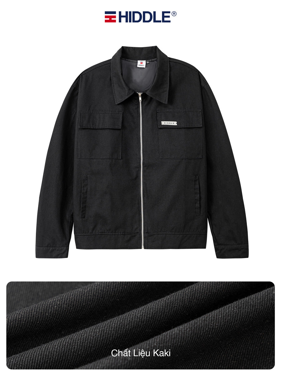 Black jacket with Hiddle logo on a white background
