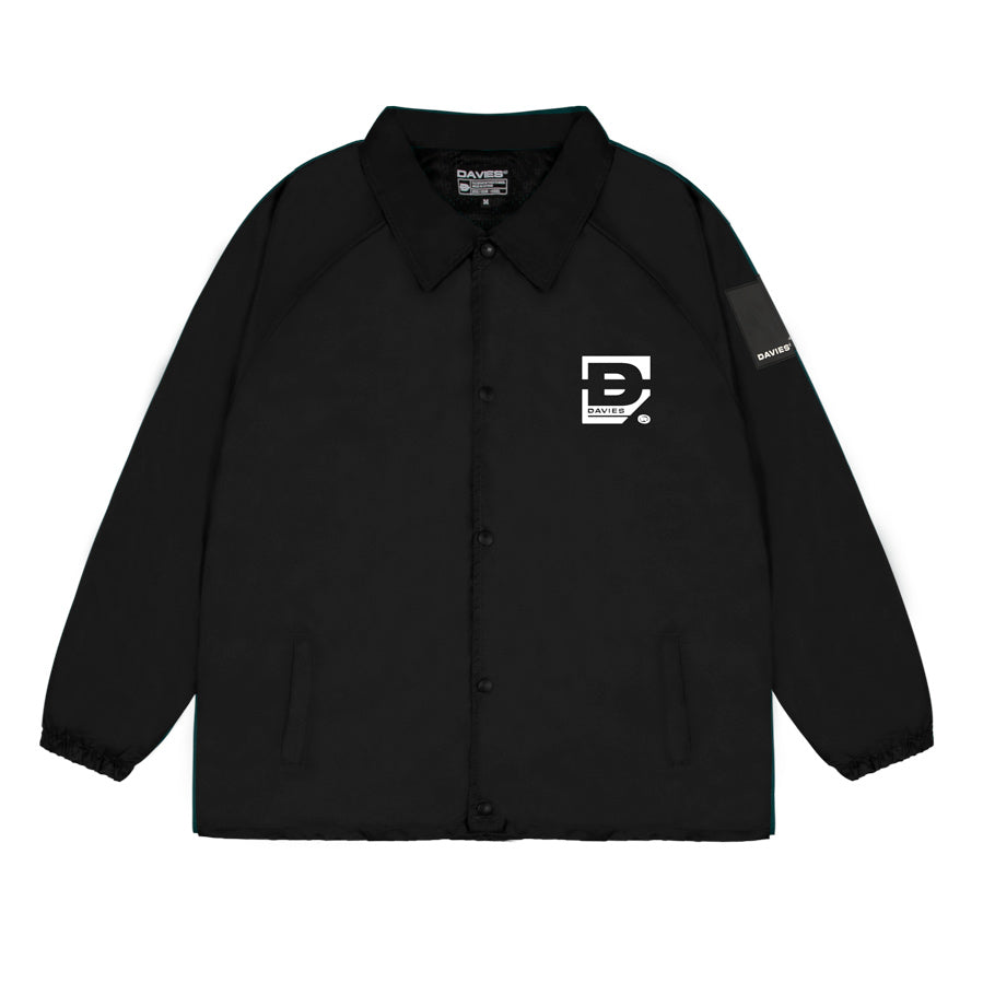 Black jacket with brand logo on a white background