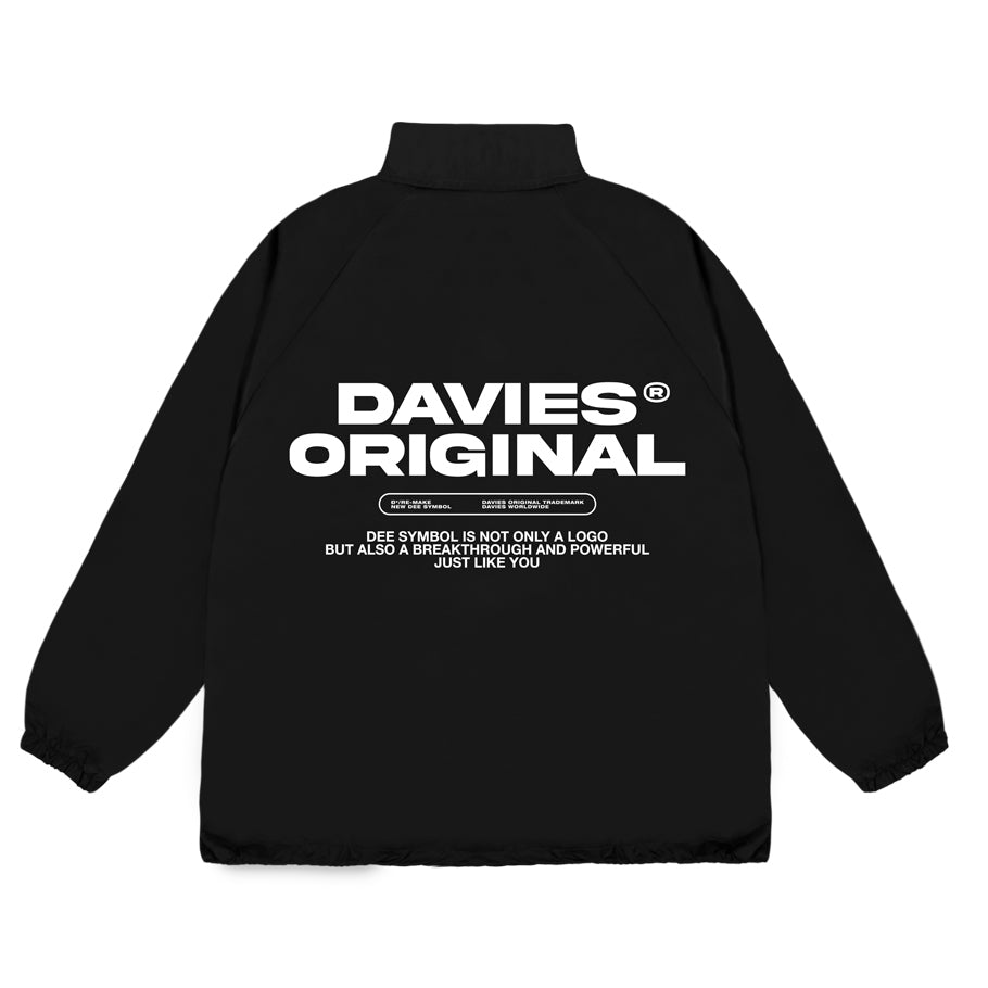 Black jacket with 'DAVIES ORIGINAL' text on a white background