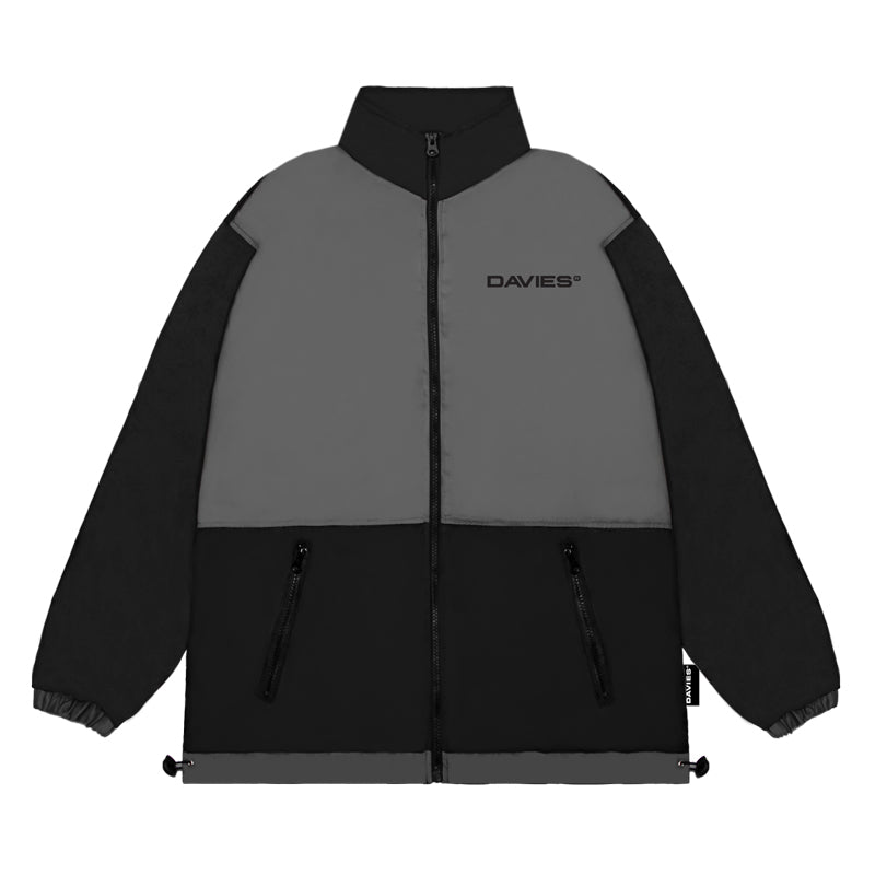 Black and gray jacket with 'DAVIES' branding on a white background