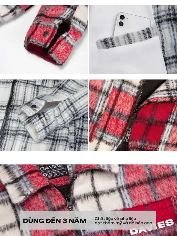 Flannel Double Zip Boxy Jacket