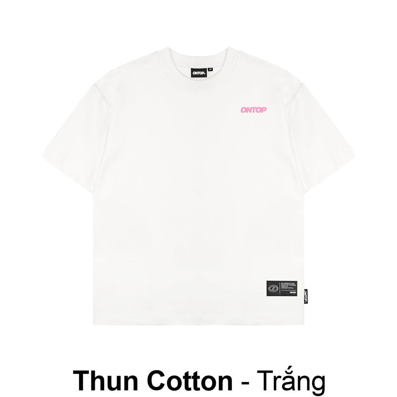 White t-shirt with brand logo on a white background
