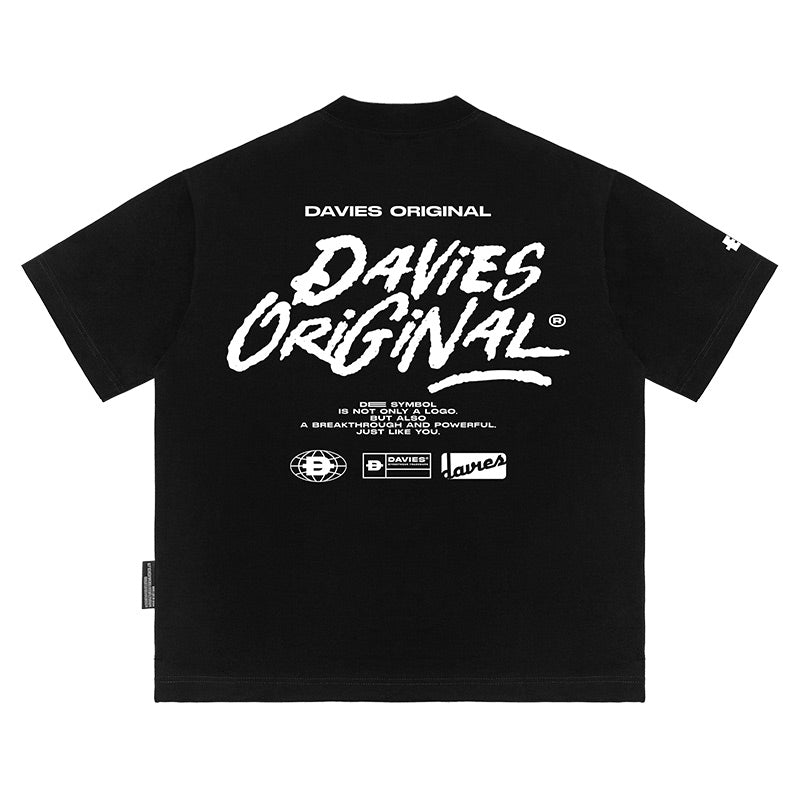 Black t-shirt with 'Davies Original' branding on a white background
