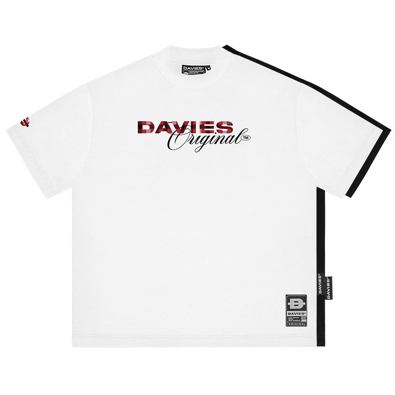 White t-shirt with 'DAVIES Original' branding on a white background