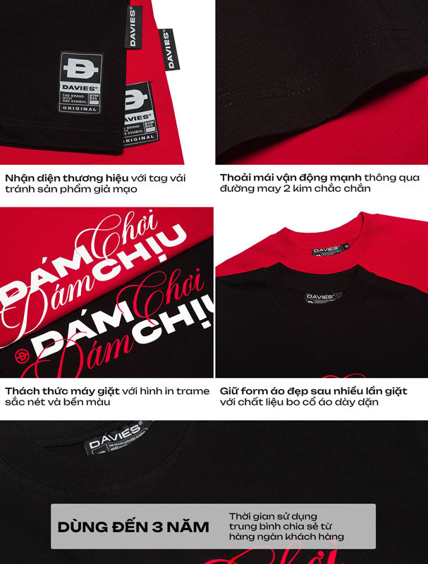 Black and red sports shirt with brand logo and text on a white background