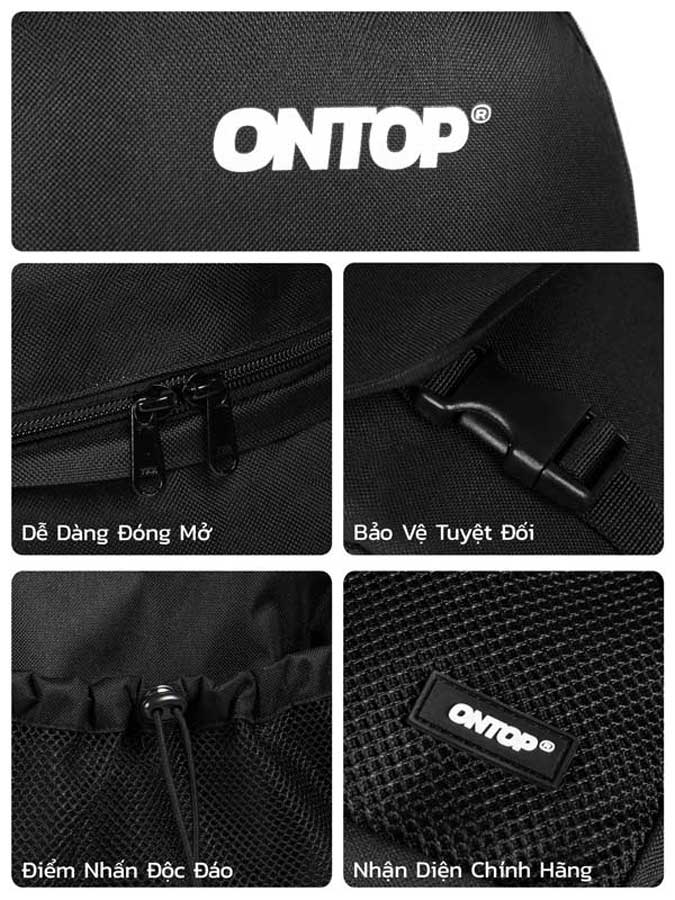 Black bag with ONTOP branding and features highlighted