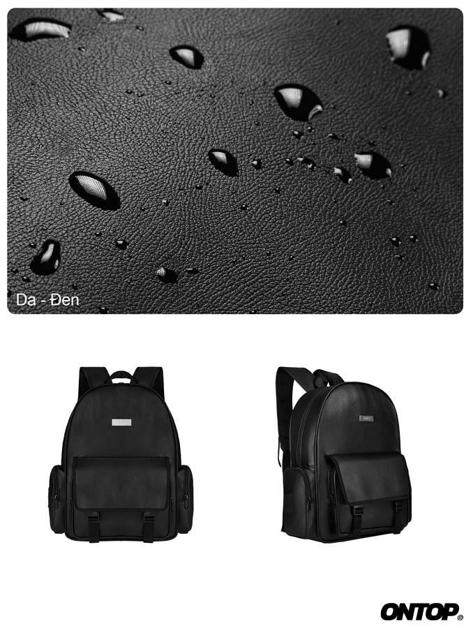 Black backpacks with a water droplet texture on a black background