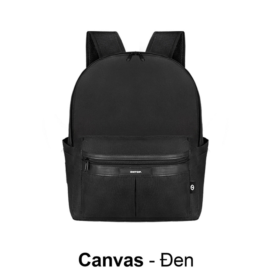 Black backpack on a white background