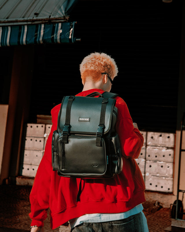 black leather box backpack Davies Leather Box Backpack – Local Brand School Backpack for Men