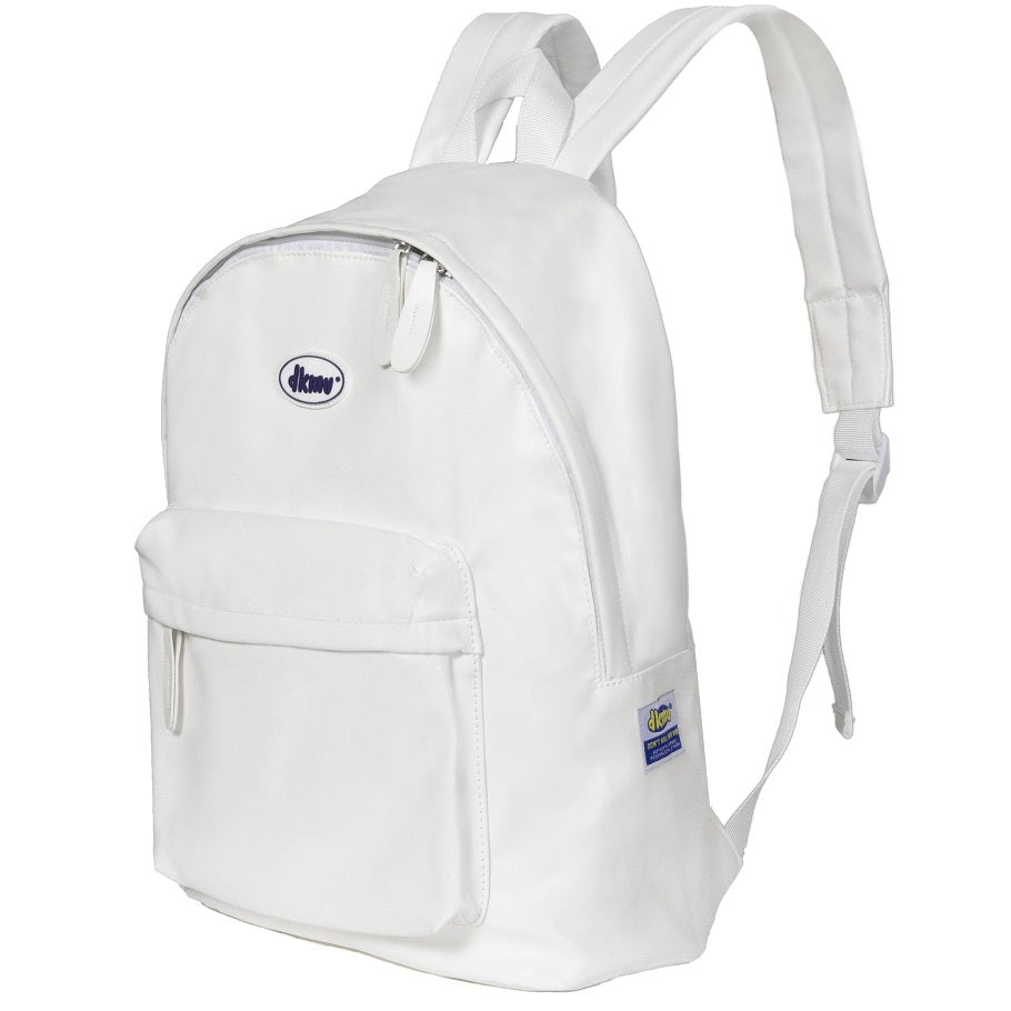 White backpack with visible brand logo on a white background