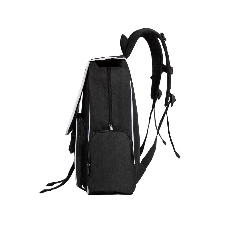 Black backpack on a white background