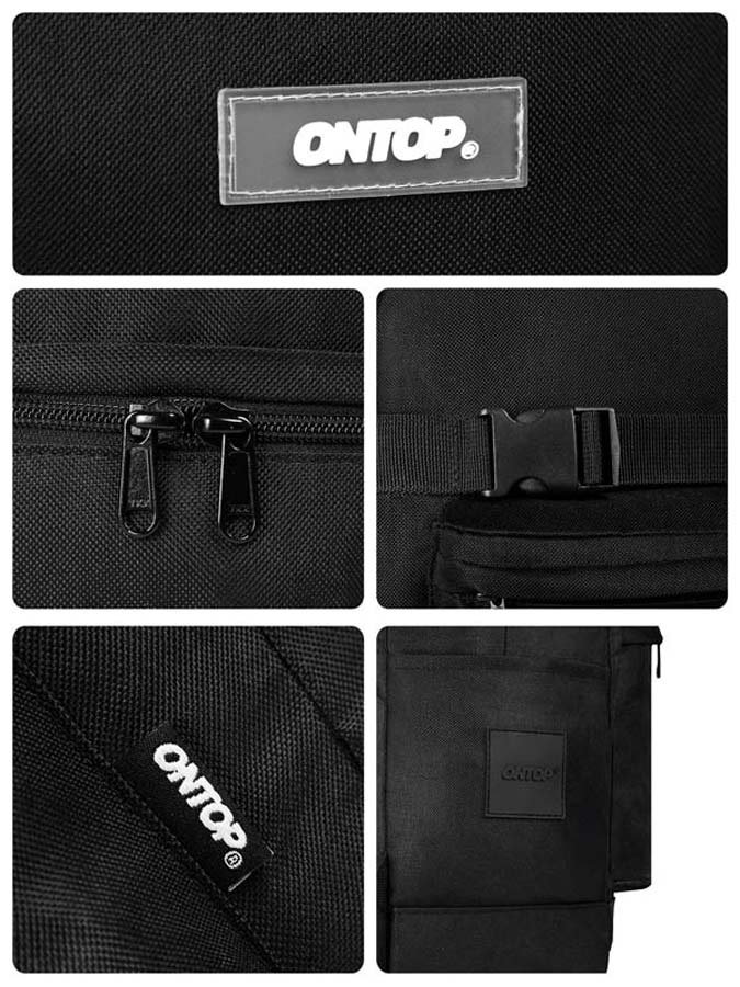 Black bag with ONTOP branding and various angles shown