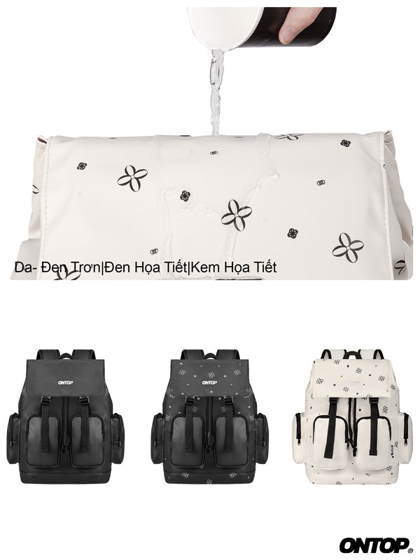 Collection of bags with floral patterns and 'ONTOP' branding on a white background